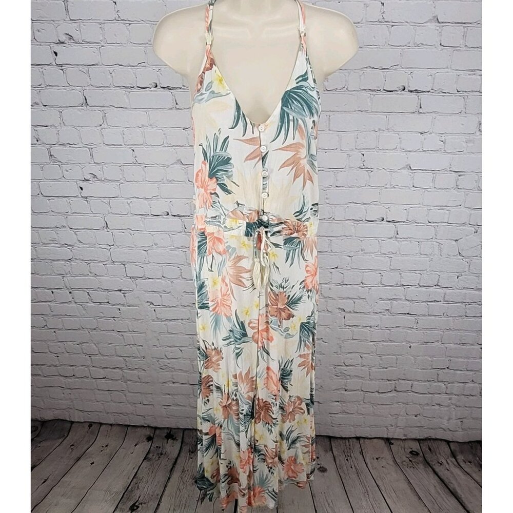 RIP CURL Tropical Floral Lightweight Tie Waist Racerback Dress Size Small S